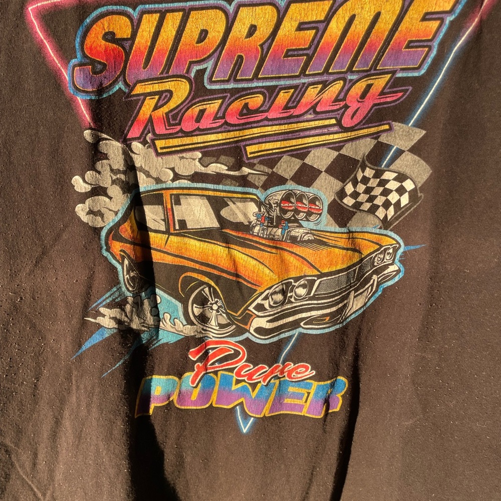 Black Racing Tee with Colorful Car Design - Picture 2 of 4